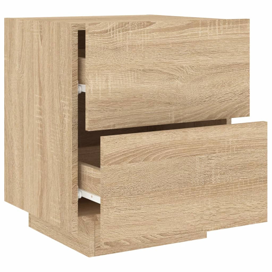 Nachtkastje Met Led-Verlichting Bewerkt Hout Kleur 1 Sonoma eiken