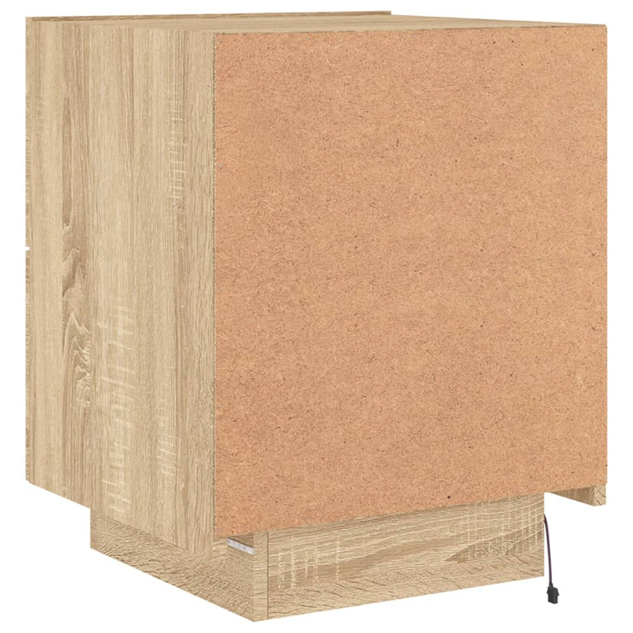 Nachtkastje Met Led-Verlichting Bewerkt Hout Kleur 1 Sonoma eiken