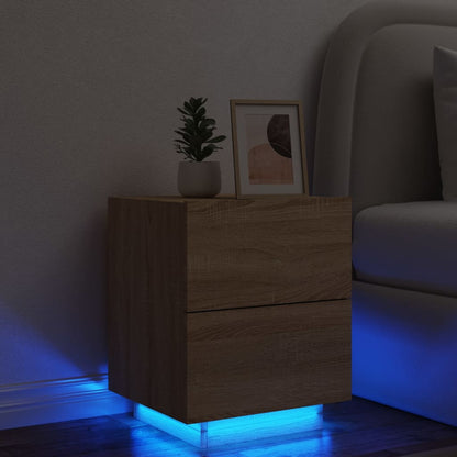 Nachtkastje Met Led-Verlichting Bewerkt Hout Kleur 1 Sonoma eiken