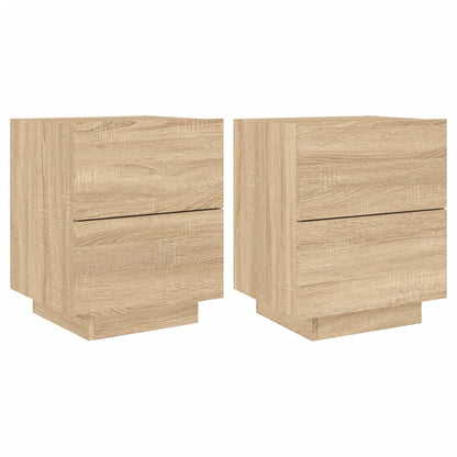 Nachtkastjes Met Led-Verlichting Bewerkt Hout 2 Sonoma eiken