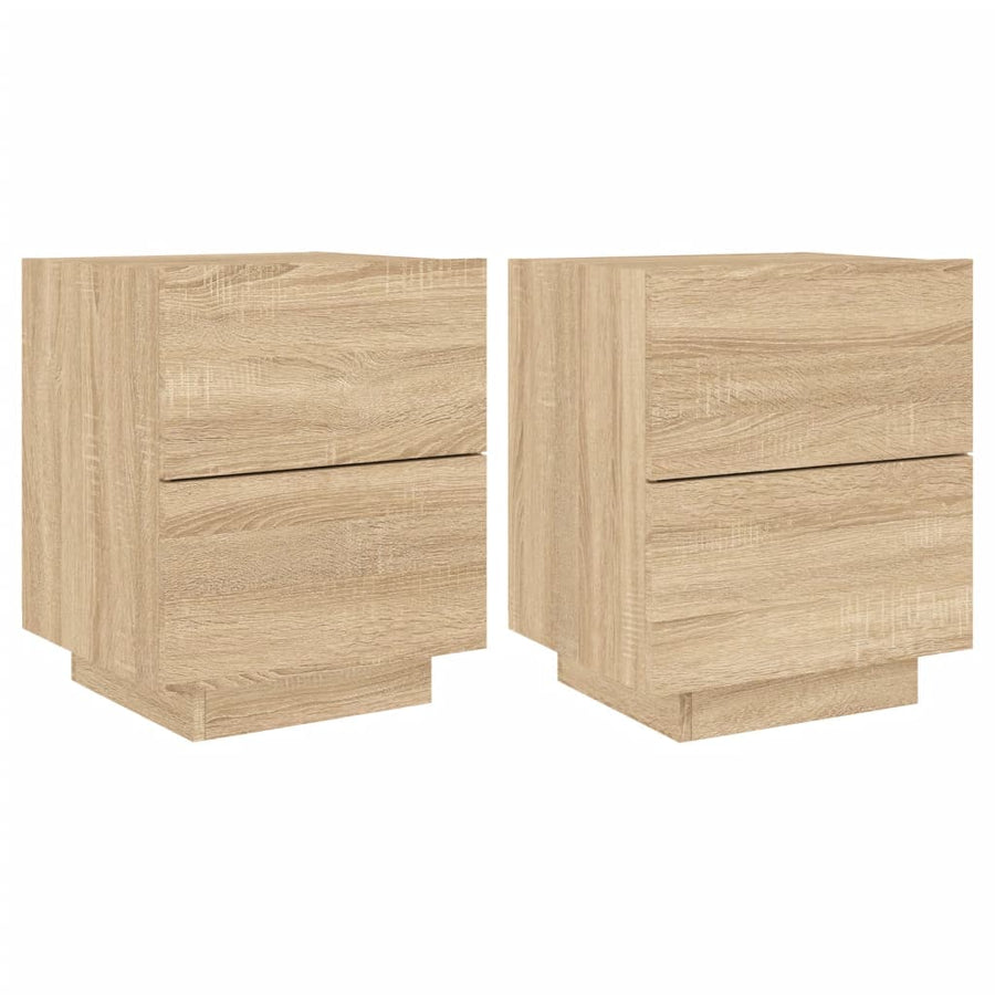 Nachtkastjes Met Led-Verlichting Bewerkt Hout 2 Sonoma eiken