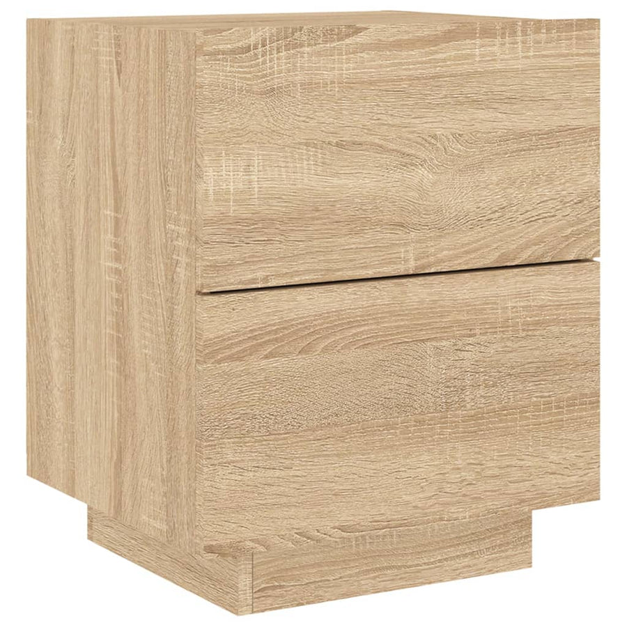 Nachtkastjes Met Led-Verlichting Bewerkt Hout 2 Sonoma eiken