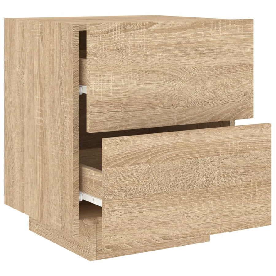 Nachtkastjes Met Led-Verlichting Bewerkt Hout 2 Sonoma eiken