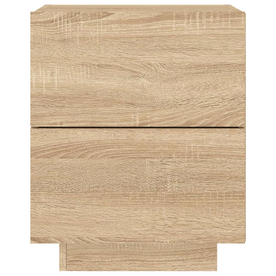 Nachtkastjes Met Led-Verlichting Bewerkt Hout 2 Sonoma eiken