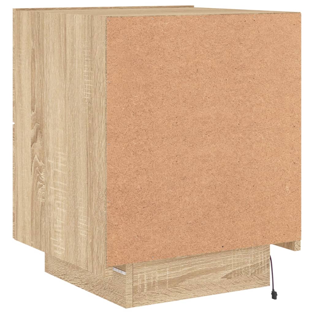 Nachtkastjes Met Led-Verlichting Bewerkt Hout 2 Sonoma eiken