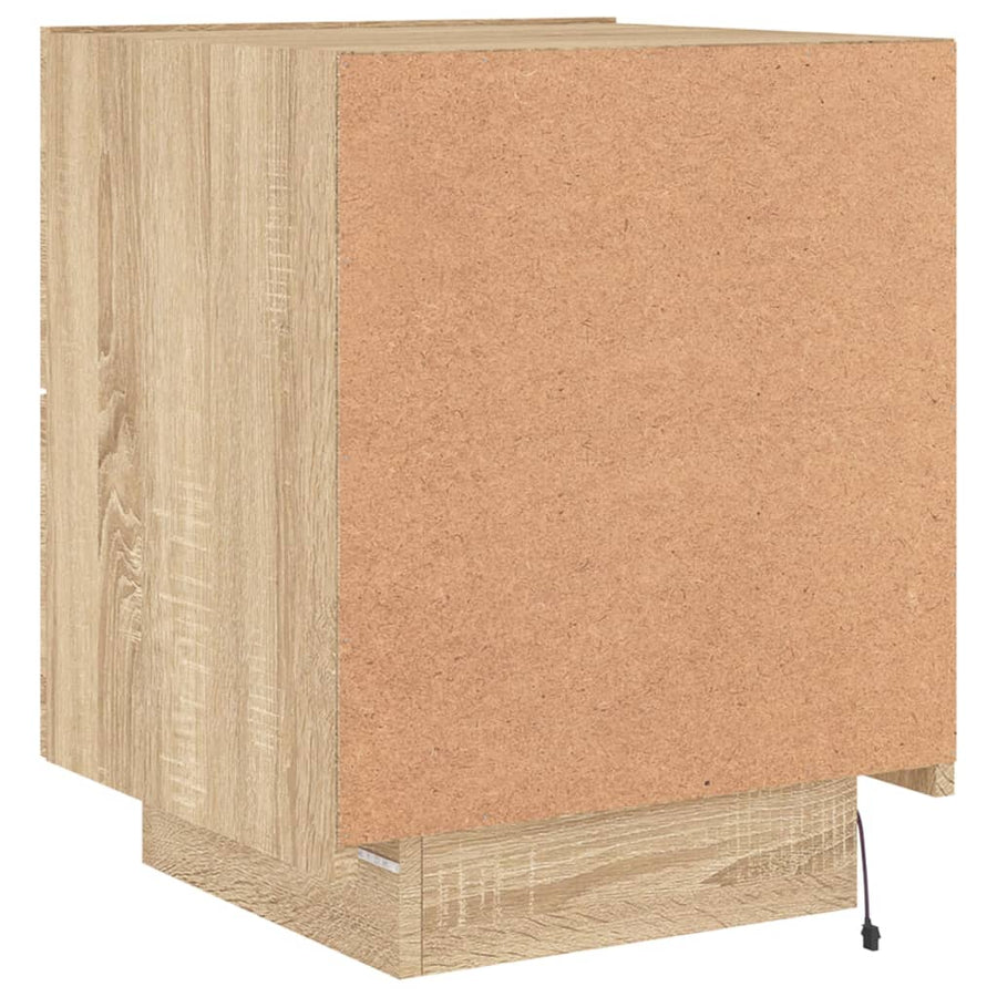 Nachtkastjes Met Led-Verlichting Bewerkt Hout 2 Sonoma eiken