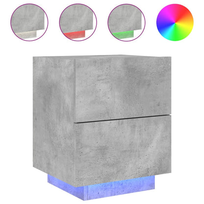 Nachtkastjes Met Led-Verlichting Bewerkt Hout 2 Betongrijs