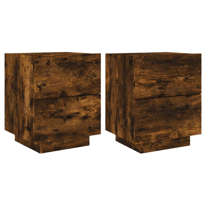 Nachtkastjes Met Led Bewerkt Hout Kleurig 2 Gerookt eiken