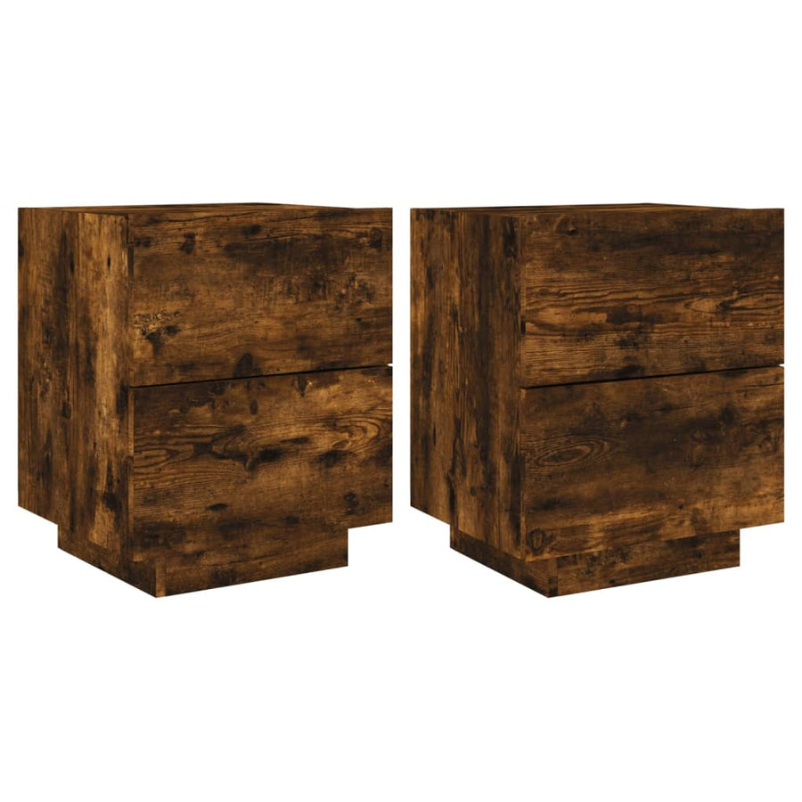 Nachtkastjes Met Led Bewerkt Hout Kleurig 2 Gerookt eiken
