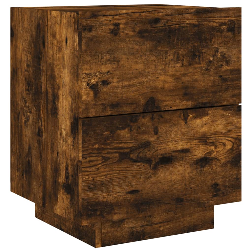 Nachtkastjes Met Led Bewerkt Hout Kleurig 2 Gerookt eiken