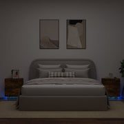 LED Bedside Cabinets 2 pcs Engineered Wood Smoked Oak-coloured