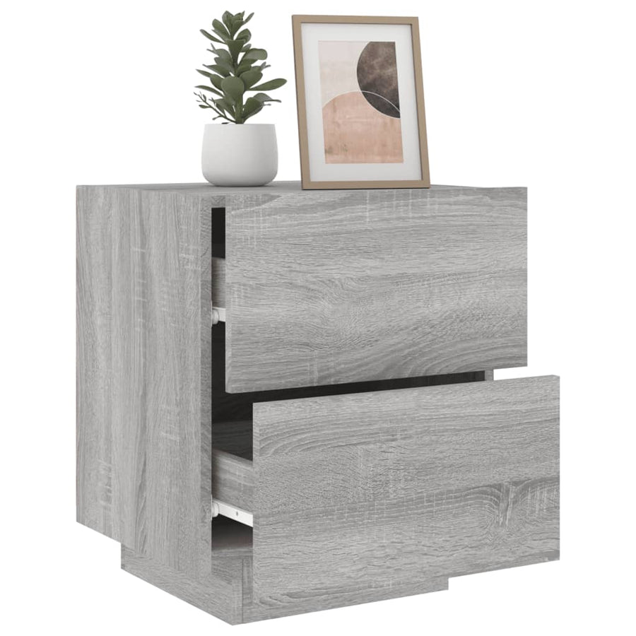 Nachtkastje Met Led-Verlichting Bewerkt Hout 1 Grijs sonoma