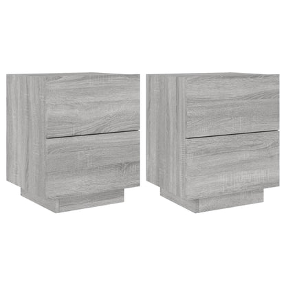 Nachtkastjes Met Led-Verlichting Bewerkt Hout 2 Grijs sonoma