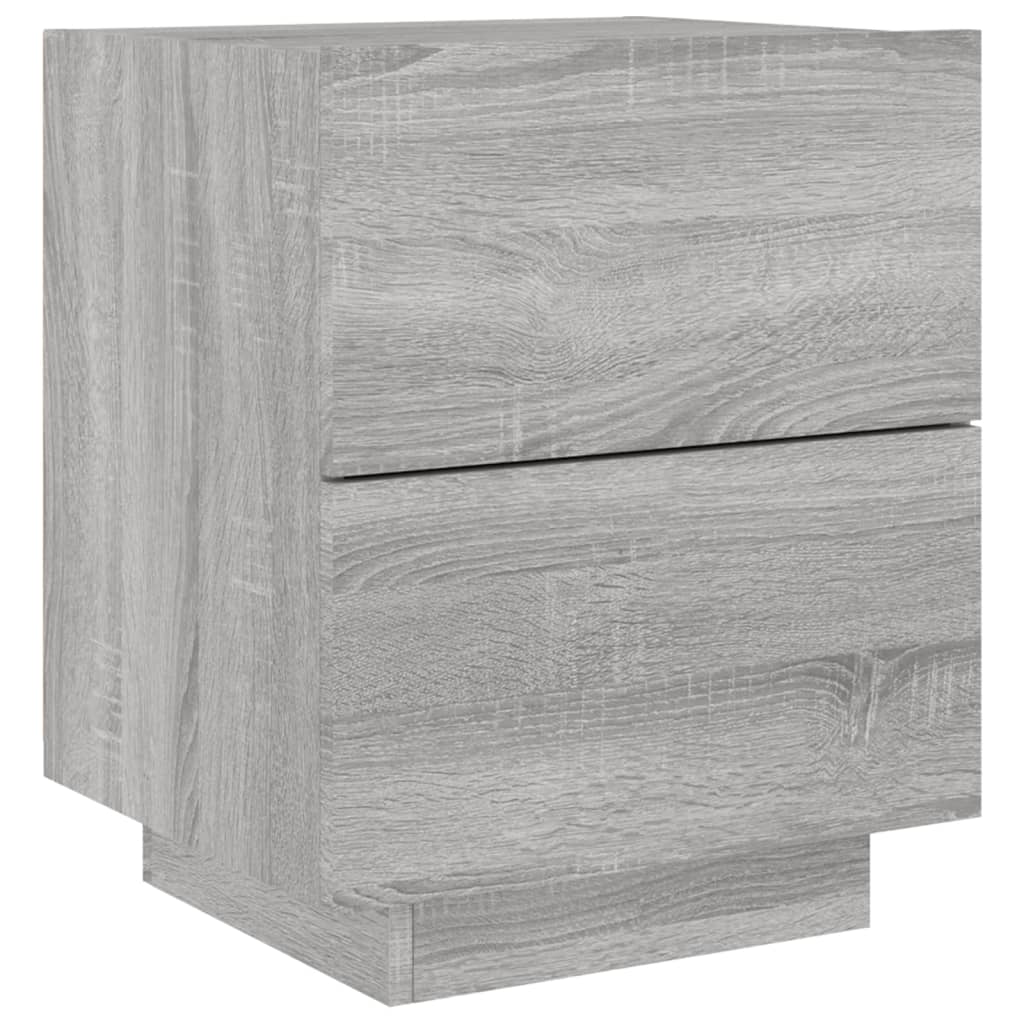 Nachtkastjes Met Led-Verlichting Bewerkt Hout 2 Grijs sonoma