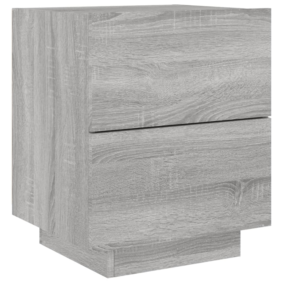 Nachtkastjes Met Led-Verlichting Bewerkt Hout 2 Grijs sonoma