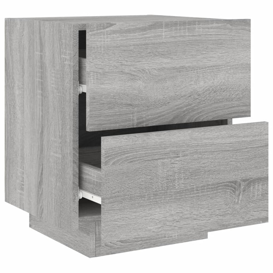 Nachtkastjes Met Led-Verlichting Bewerkt Hout 2 Grijs sonoma