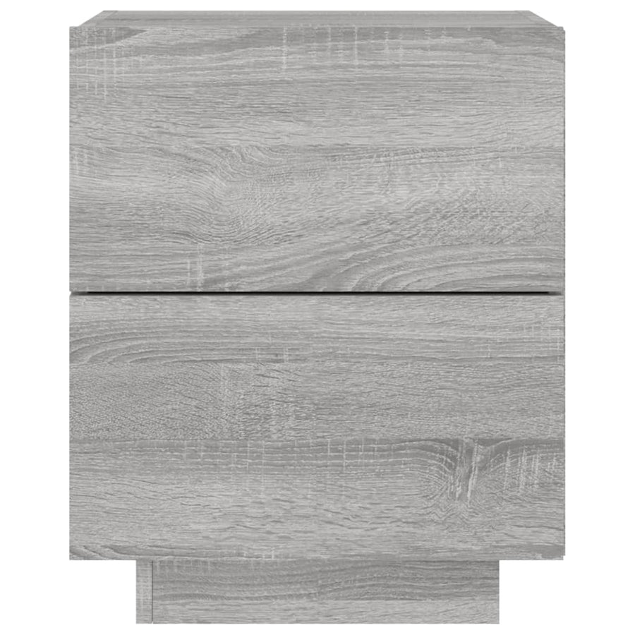 Nachtkastjes Met Led-Verlichting Bewerkt Hout 2 Grijs sonoma