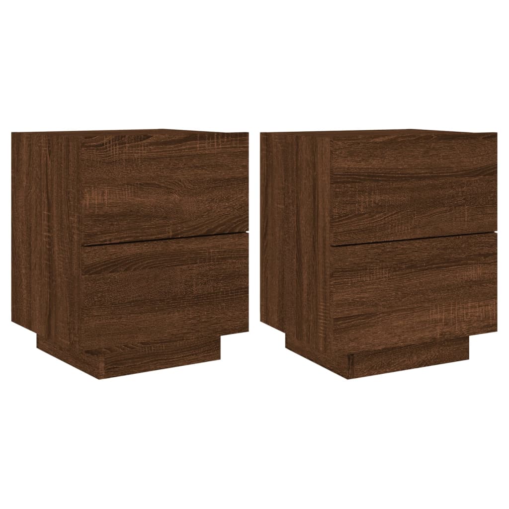 Nachtkastjes Met Led Bewerkt Hout Bruineikenkleurig 2 bruin eikenkleur