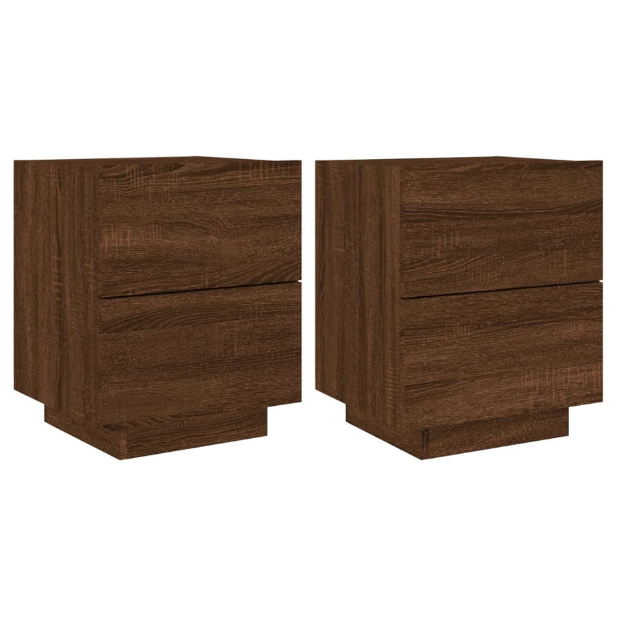 Nachtkastjes Met Led Bewerkt Hout Bruineikenkleurig 2 bruin eikenkleur