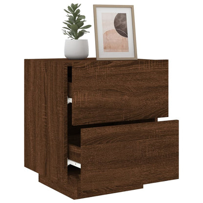 Nachtkastjes Met Led Bewerkt Hout Bruineikenkleurig 2 bruin eikenkleur