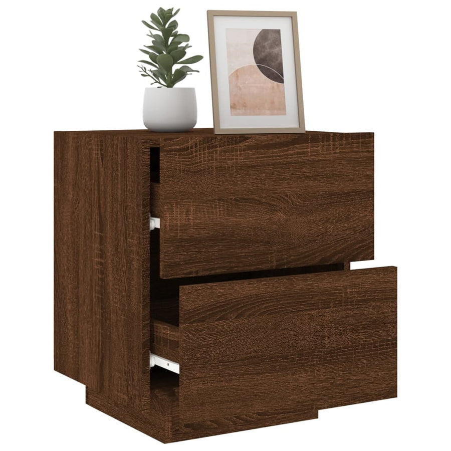 Nachtkastjes Met Led Bewerkt Hout Bruineikenkleurig 2 bruin eikenkleur