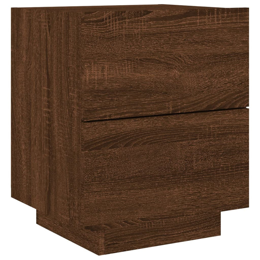 Nachtkastjes Met Led Bewerkt Hout Bruineikenkleurig 2 bruin eikenkleur