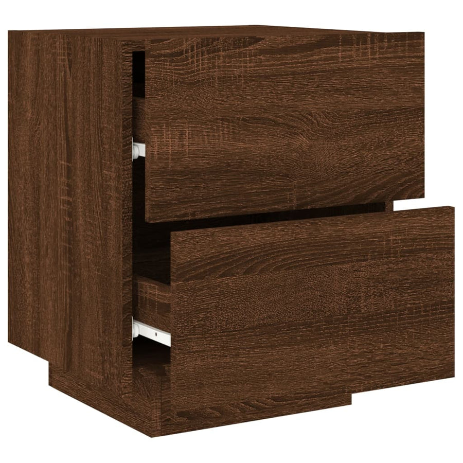 Nachtkastjes Met Led Bewerkt Hout Bruineikenkleurig 2 bruin eikenkleur