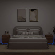 Nightstands with LED 2 pcs engineered wood brown oak colour