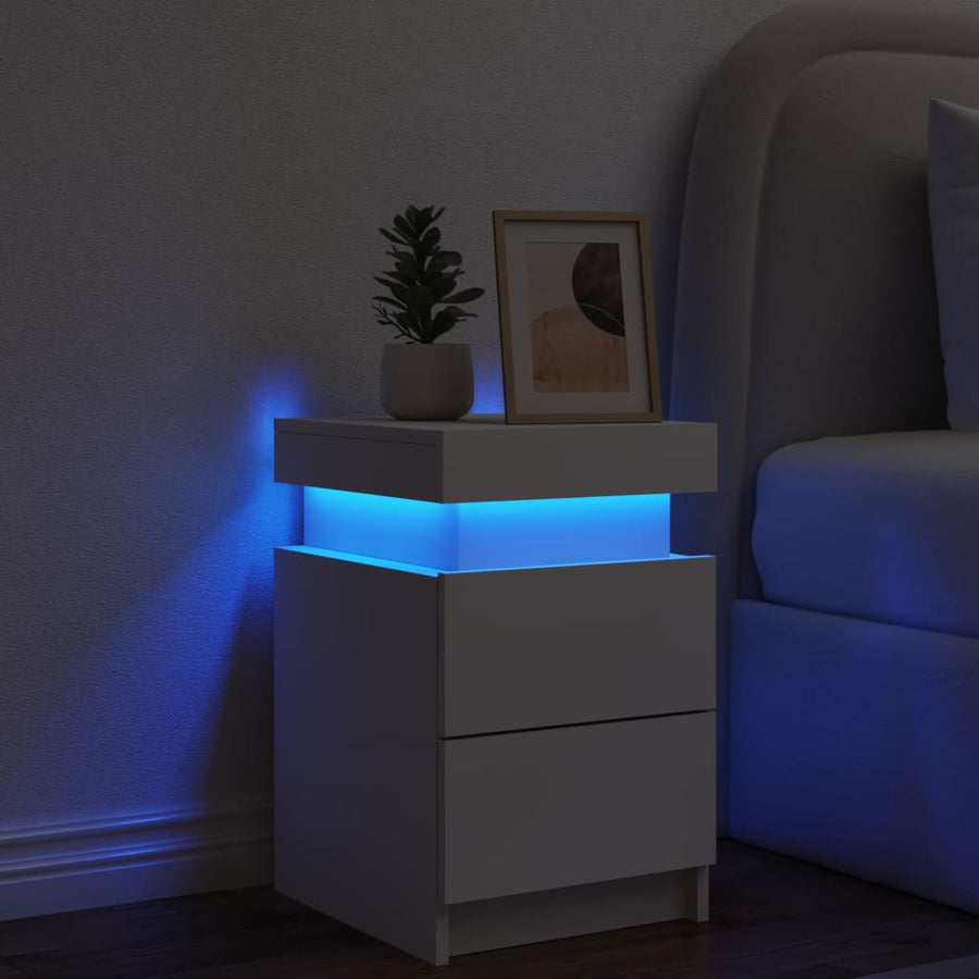 Nachtkastje Met Led-Verlichting 35X39X55 Cm 1 Wit