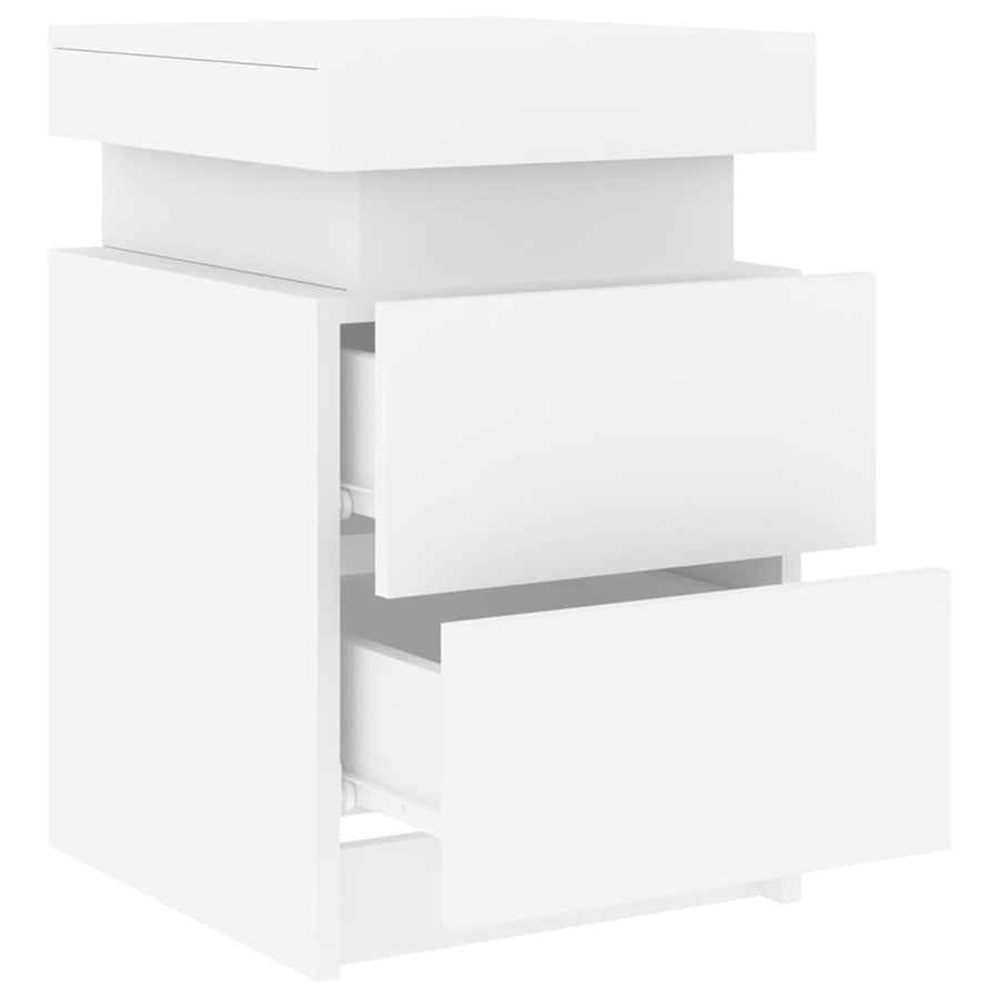 Nachtkastje Met Led-Verlichting 35X39X55 Cm 1 Wit