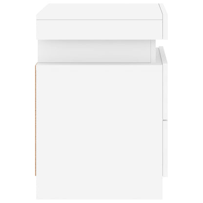 Nachtkastje Met Led-Verlichting 35X39X55 Cm 1 Wit