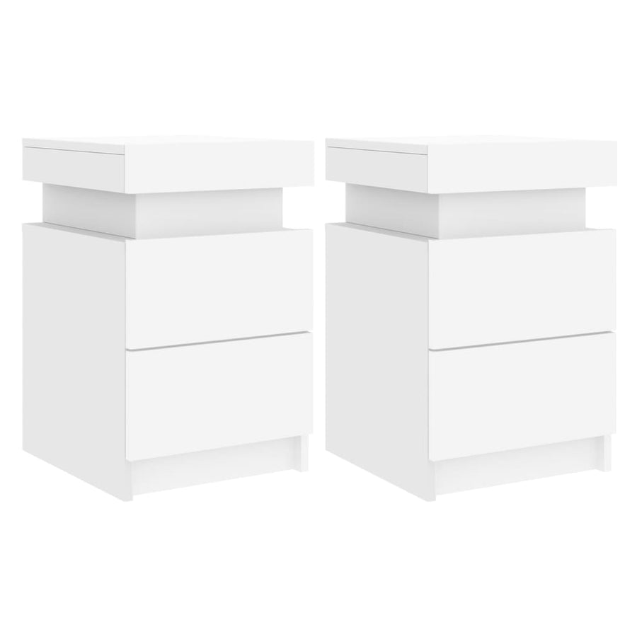 Nachtkastjes Met Led-Verlichting 35X39X55 Cm 2 Wit