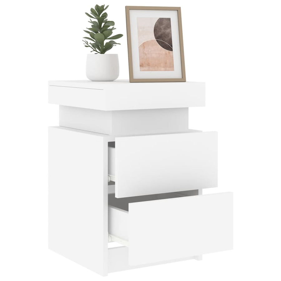 Nachtkastjes Met Led-Verlichting 35X39X55 Cm 2 Wit