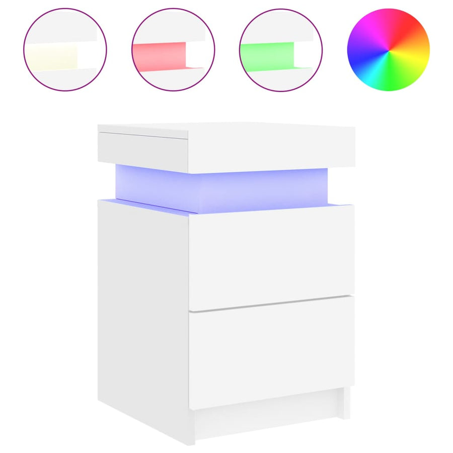 Nachtkastjes Met Led-Verlichting 35X39X55 Cm 2 Wit