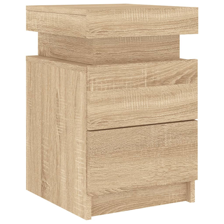 Nachtkastje Met Led-Verlichting 35X39X55 Cm Kleurig 1 Sonoma eiken