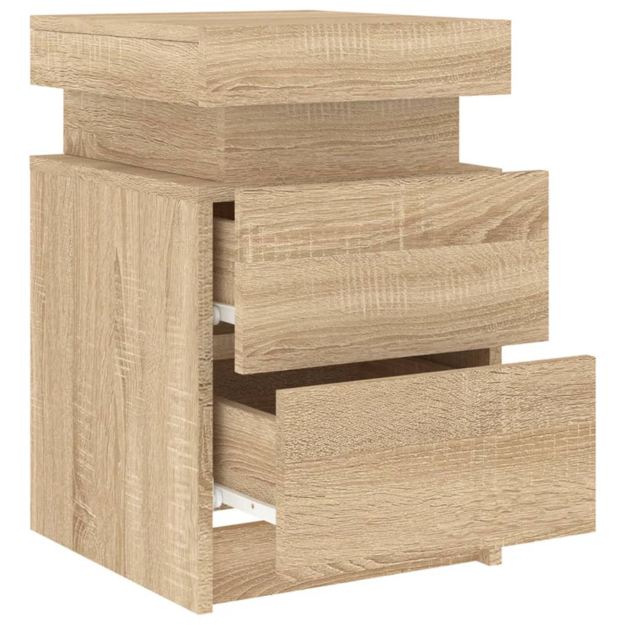 Nachtkastje Met Led-Verlichting 35X39X55 Cm Kleurig 1 Sonoma eiken