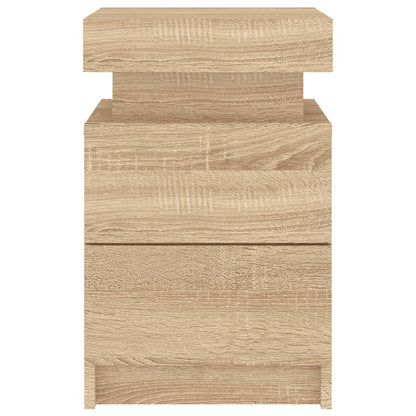 Nachtkastje Met Led-Verlichting 35X39X55 Cm Kleurig 1 Sonoma eiken