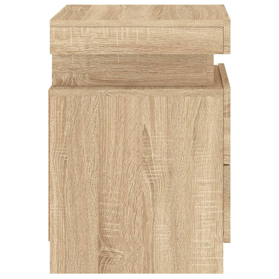 Nachtkastje Met Led-Verlichting 35X39X55 Cm Kleurig 1 Sonoma eiken