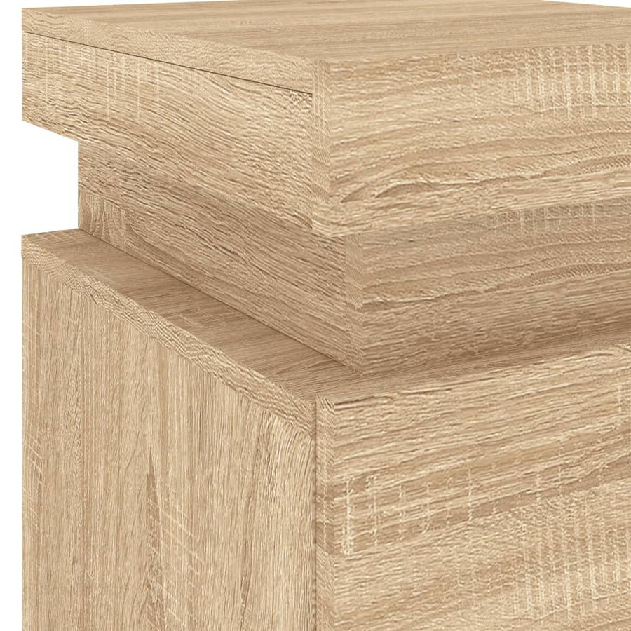 Nachtkastje Met Led-Verlichting 35X39X55 Cm Kleurig 1 Sonoma eiken