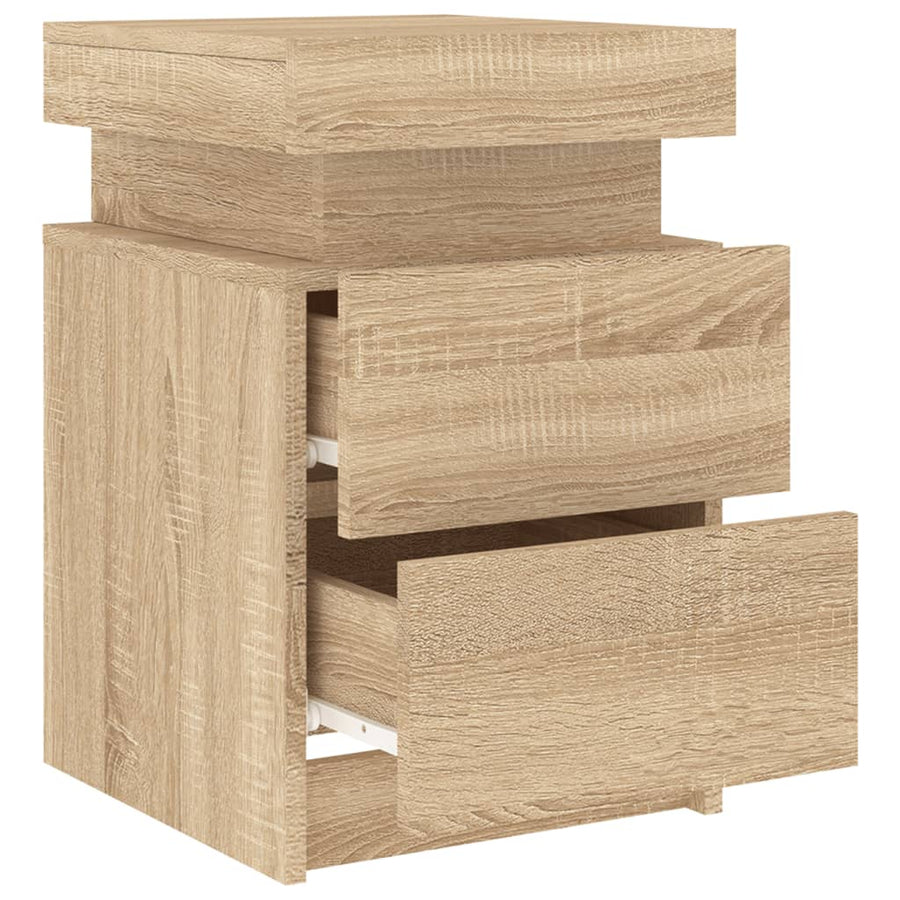 Nachtkastjes Met Led-Verlichting 35X39X55 Cm 2 Sonoma eiken