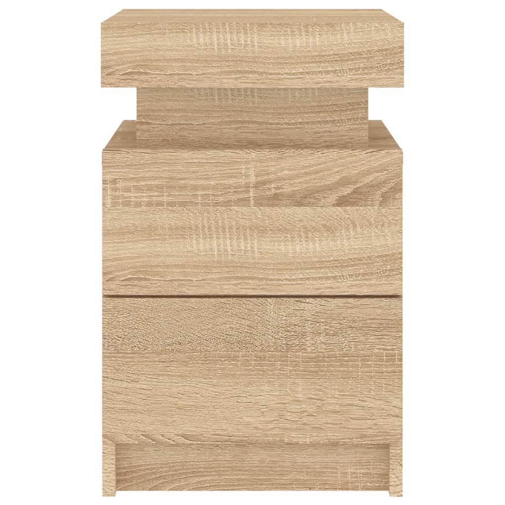 Nachtkastjes Met Led-Verlichting 35X39X55 Cm 2 Sonoma eiken