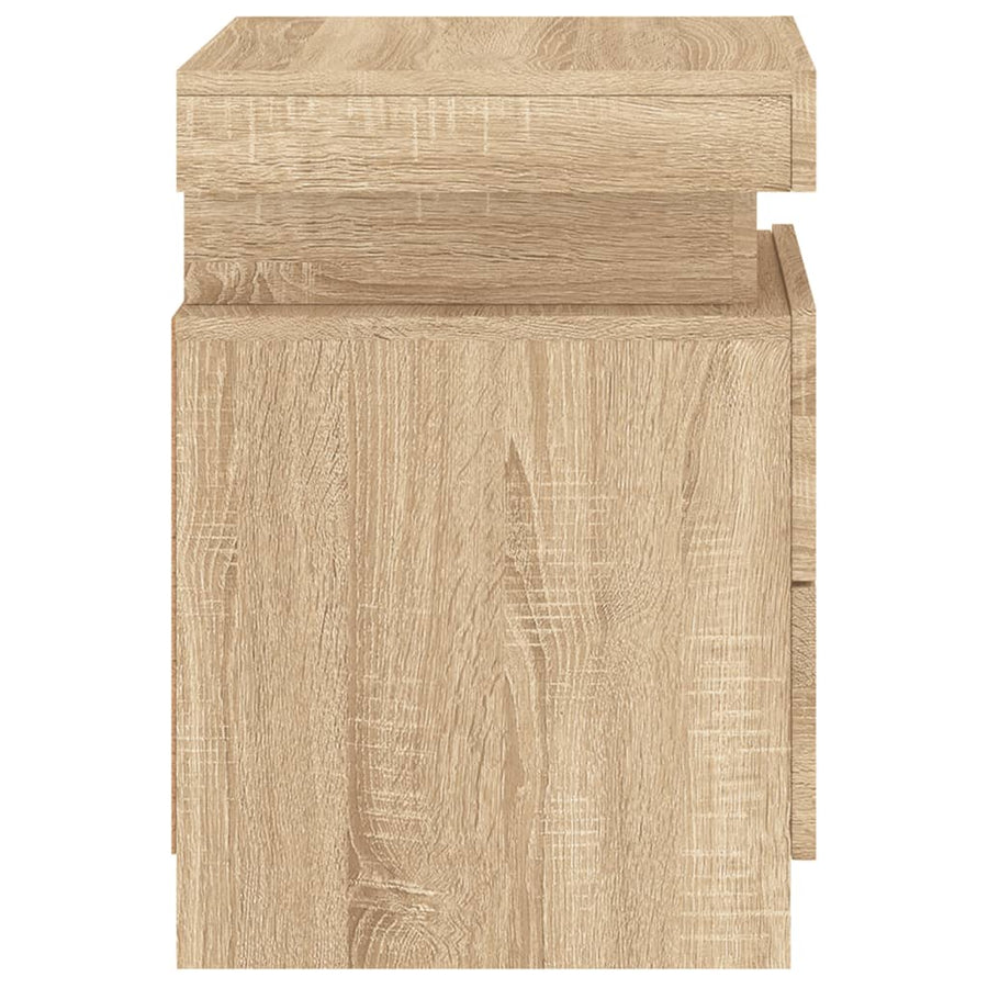 Nachtkastjes Met Led-Verlichting 35X39X55 Cm 2 Sonoma eiken