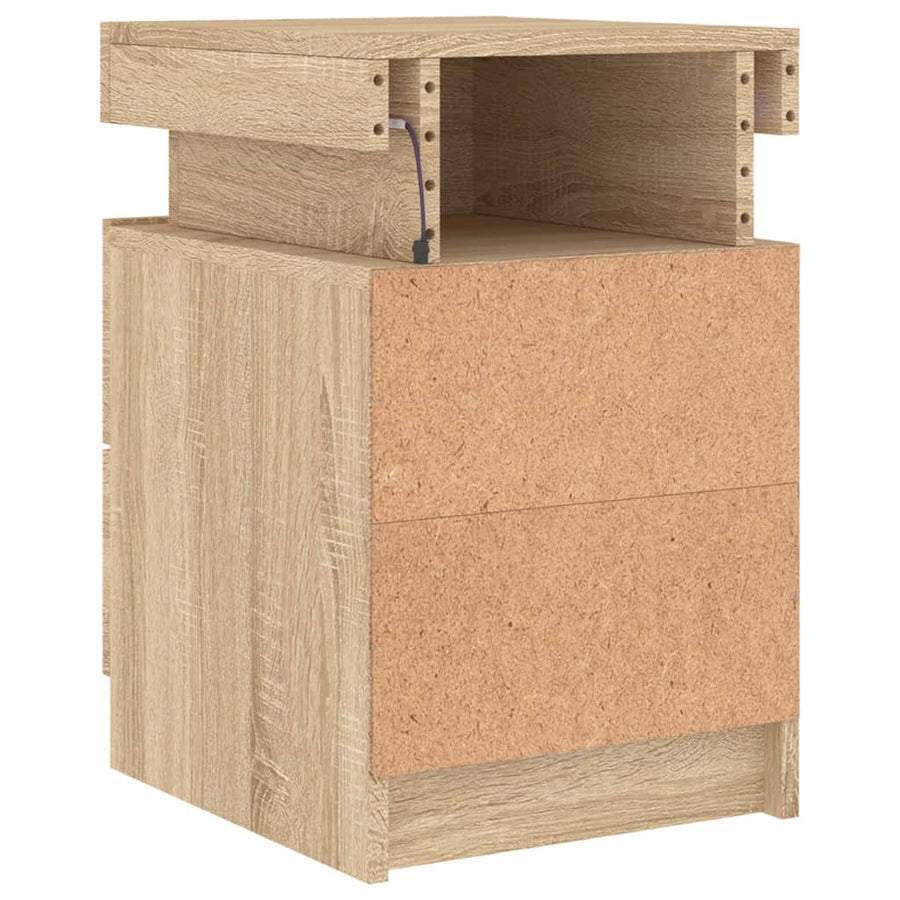 Nachtkastjes Met Led-Verlichting 35X39X55 Cm 2 Sonoma eiken
