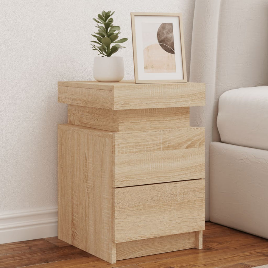 Nachtkastjes Met Led-Verlichting 35X39X55 Cm 2 Sonoma eiken
