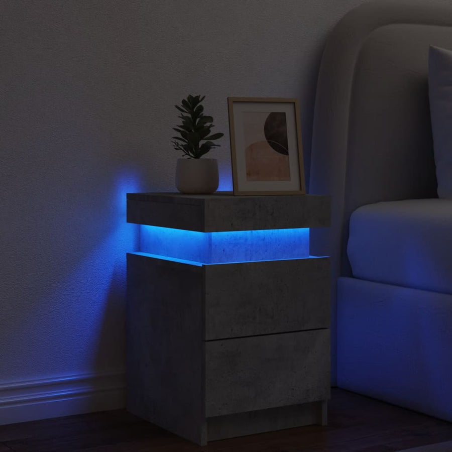 Nachtkastje Met Led-Verlichting 35X39X55 Cm 1 Betongrijs