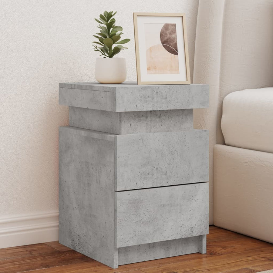 Nachtkastje Met Led-Verlichting 35X39X55 Cm 1 Betongrijs