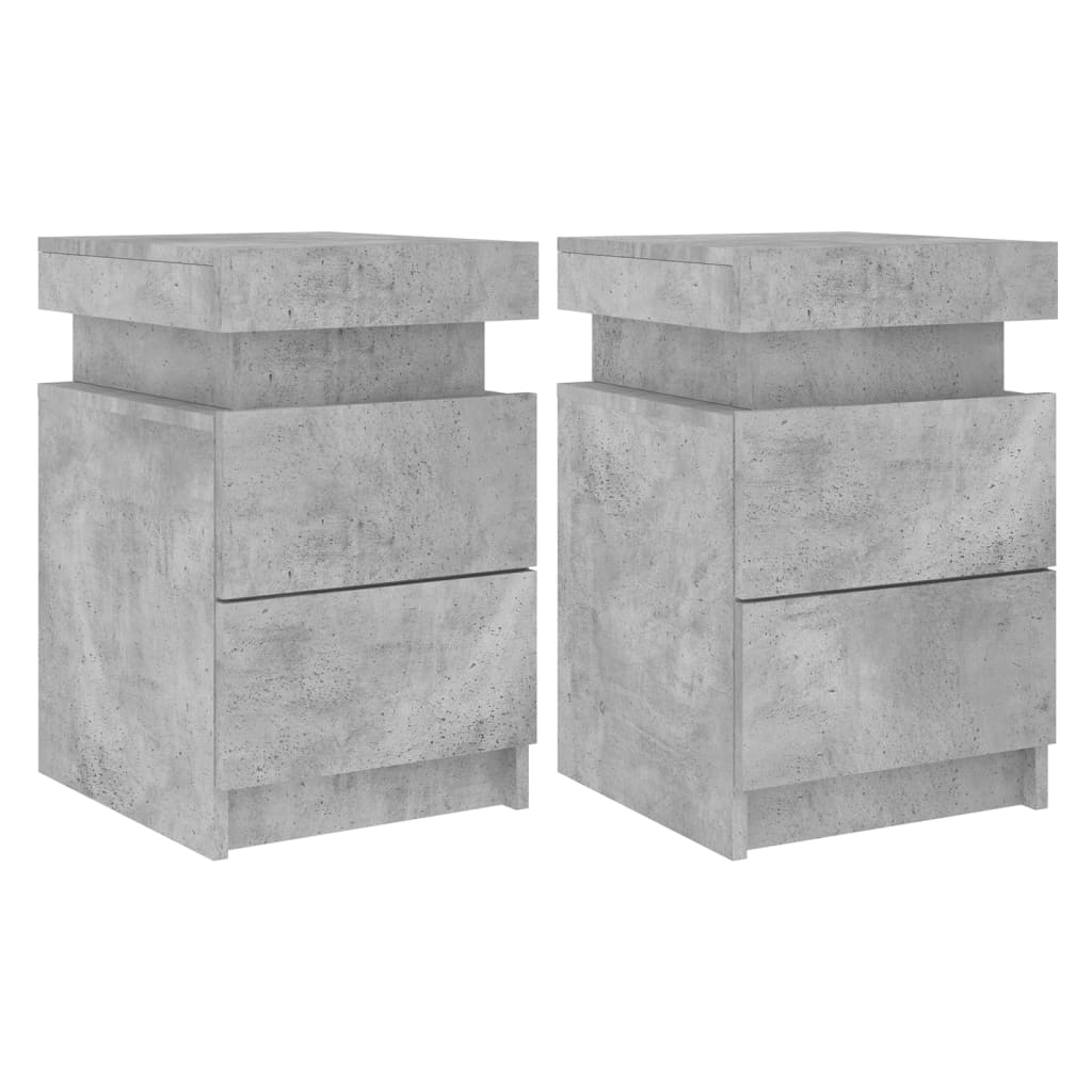 Nachtkastjes Met Led-Verlichting 35X39X55 Cm 2 Betongrijs