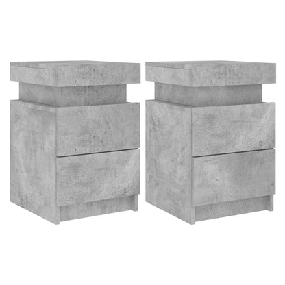 Nachtkastjes Met Led-Verlichting 35X39X55 Cm 2 Betongrijs