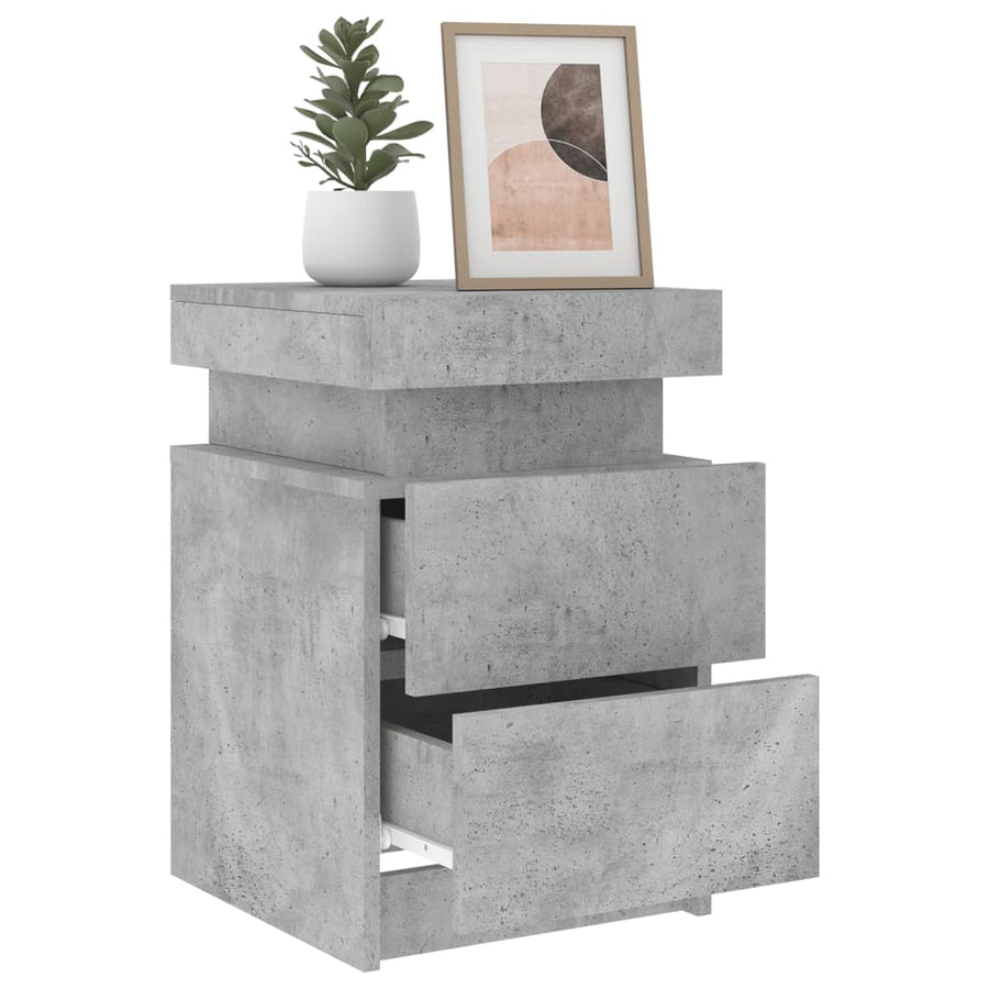 Nachtkastjes Met Led-Verlichting 35X39X55 Cm 2 Betongrijs