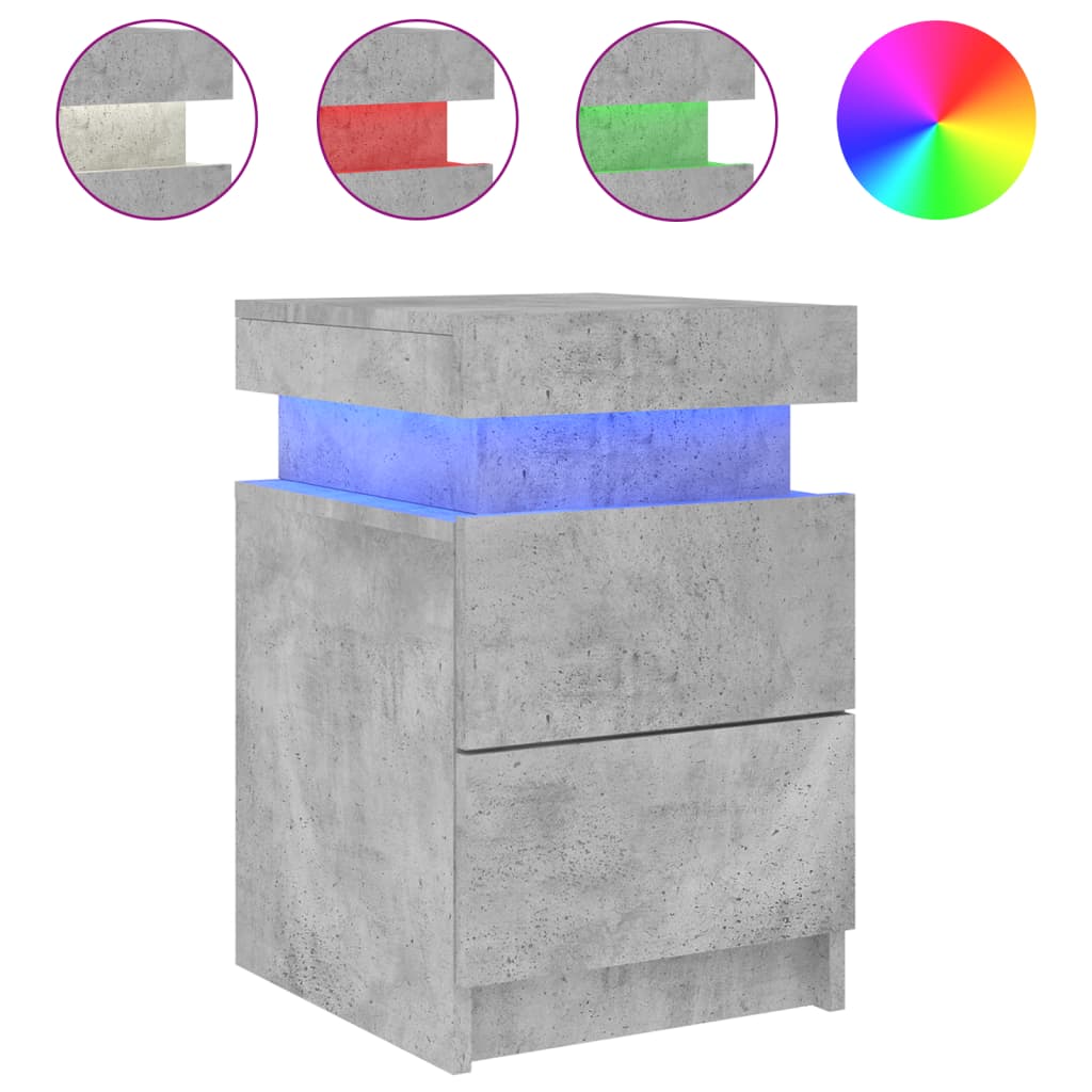 Nachtkastjes Met Led-Verlichting 35X39X55 Cm 2 Betongrijs